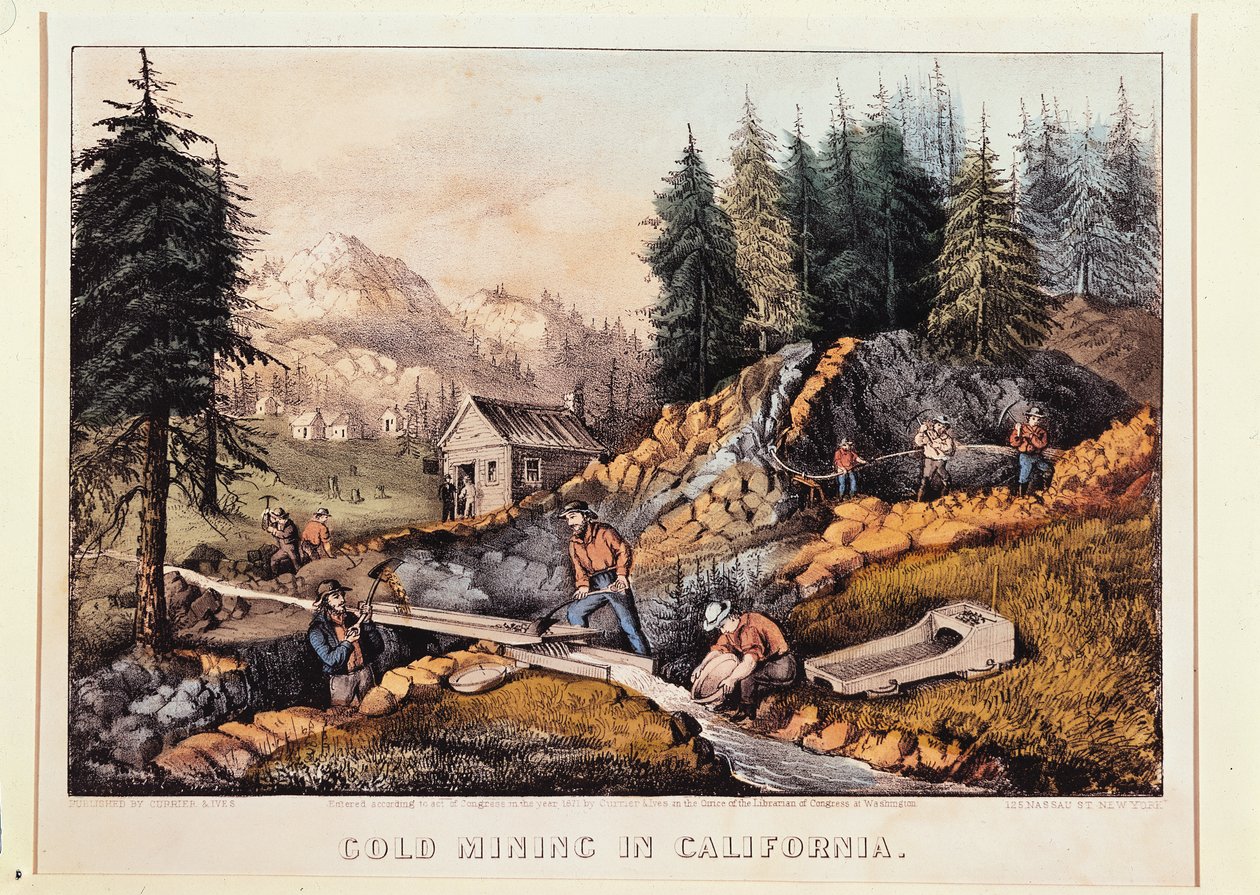Gold Mining in California, Published by Currier and Ives, 1871 by American School