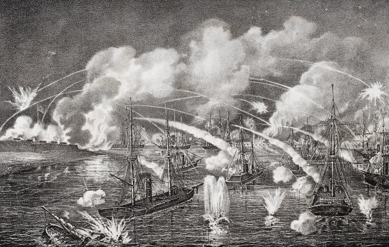 Midnight Naval Bombardment of Fort Jackson, Louisiana 1862 by American School
