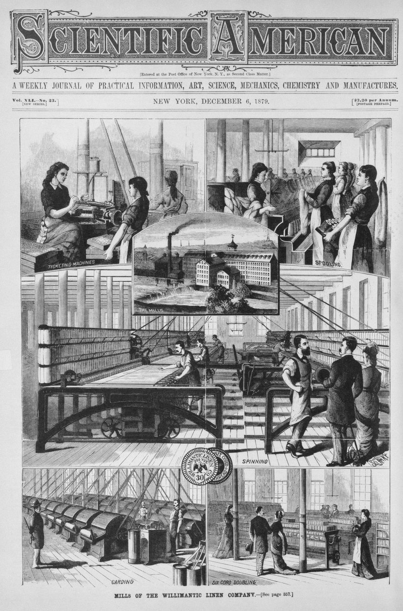 Mills of the Willimantic Linen Company, illustration from the 
