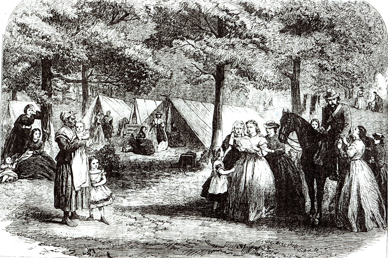 Southern refugees encamping in the woods near Vicksburg, 1863 by American School