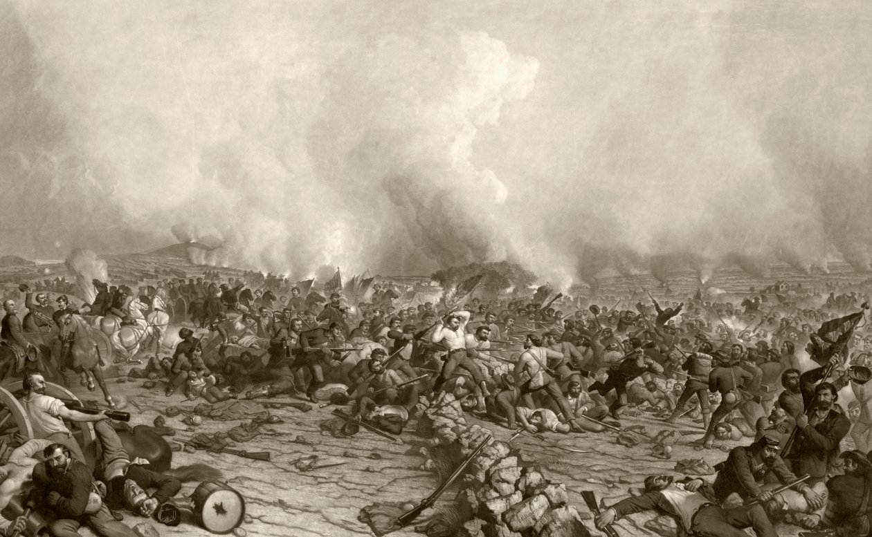 The Battle of Gettysburg, after a 19th Century Print Engraved by John Sartain by American School