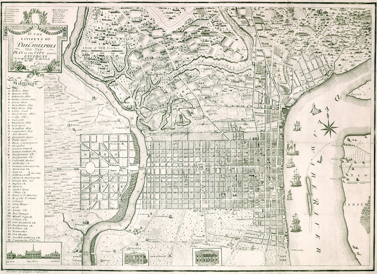 The New Plan of the City of Philadelphia and its Environs, 1802 by American School