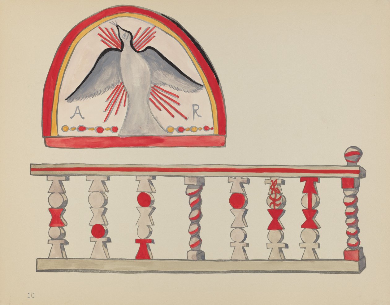 Plate 10: Holy Ghost Lunette: From Portfolio "Spanish Colonial Designs of New Mexico" by American 20th Century