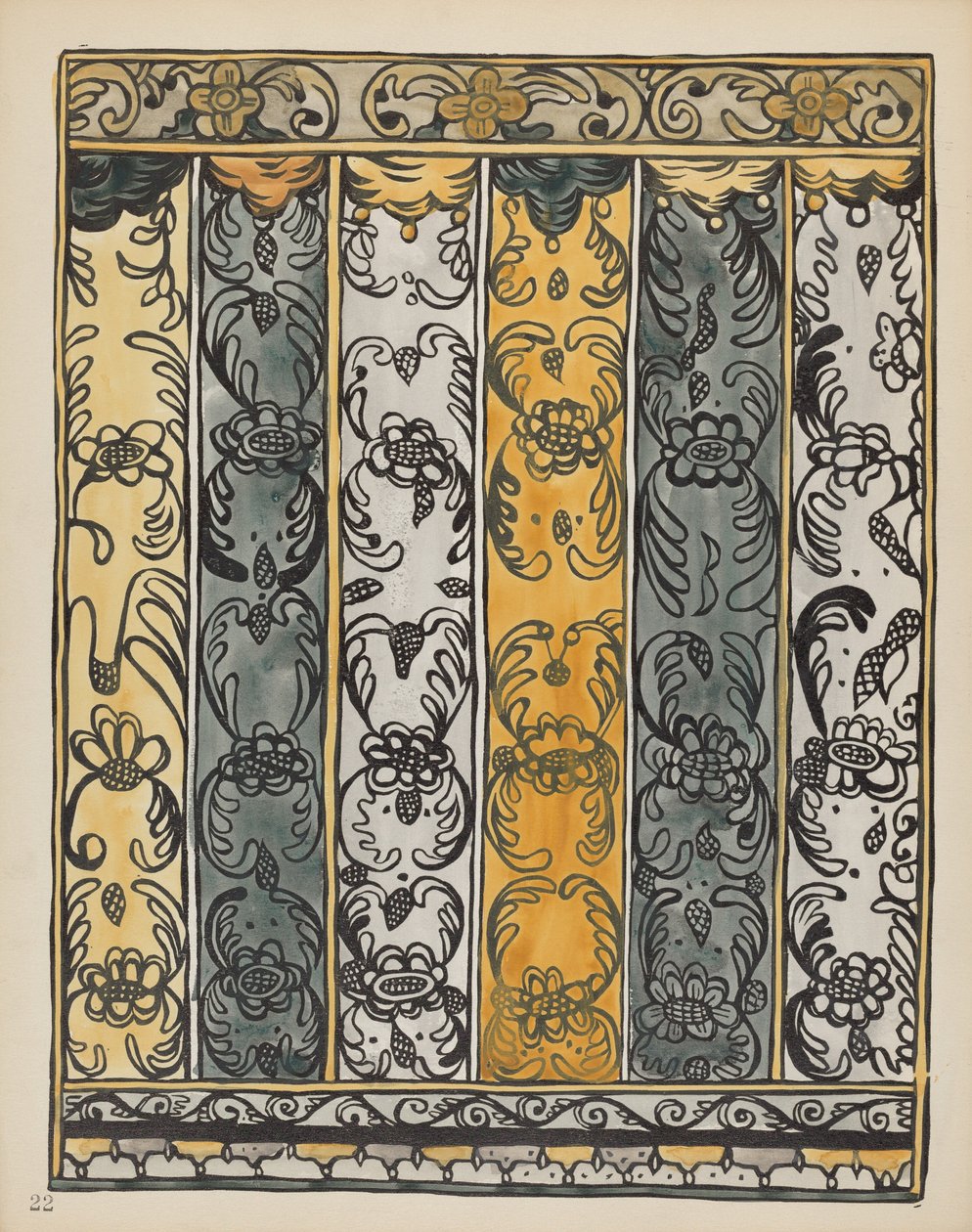 Plate 22: Wall Decoration, Laguna: From Portfolio "Spanish Colonial Designs of New Mexico" by American 20th Century
