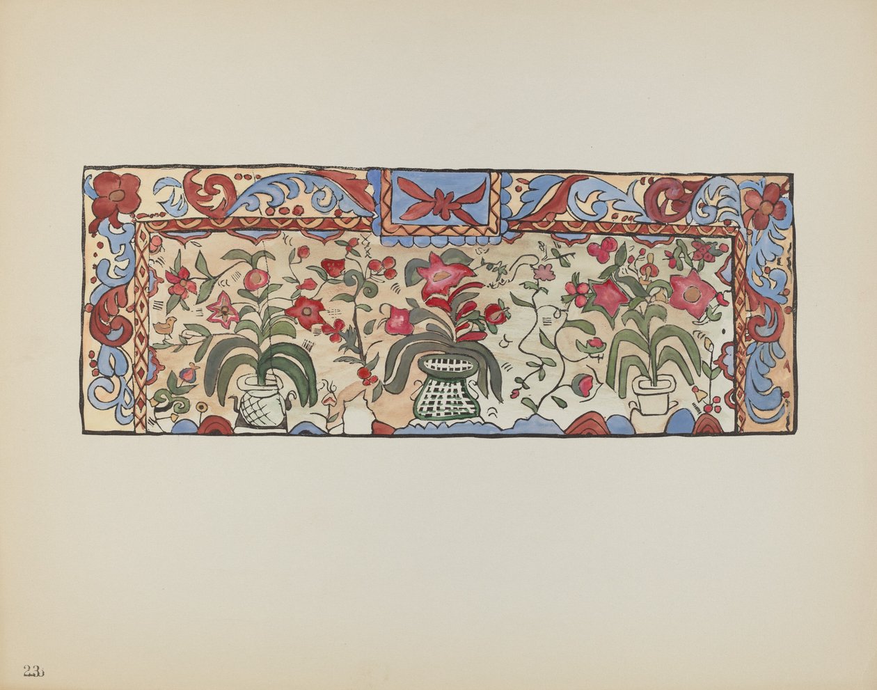 Plate 23: Painting on Buckskin, Laguna: From Portfolio "Spanish Colonial Designs of New Mexico" by American 20th Century