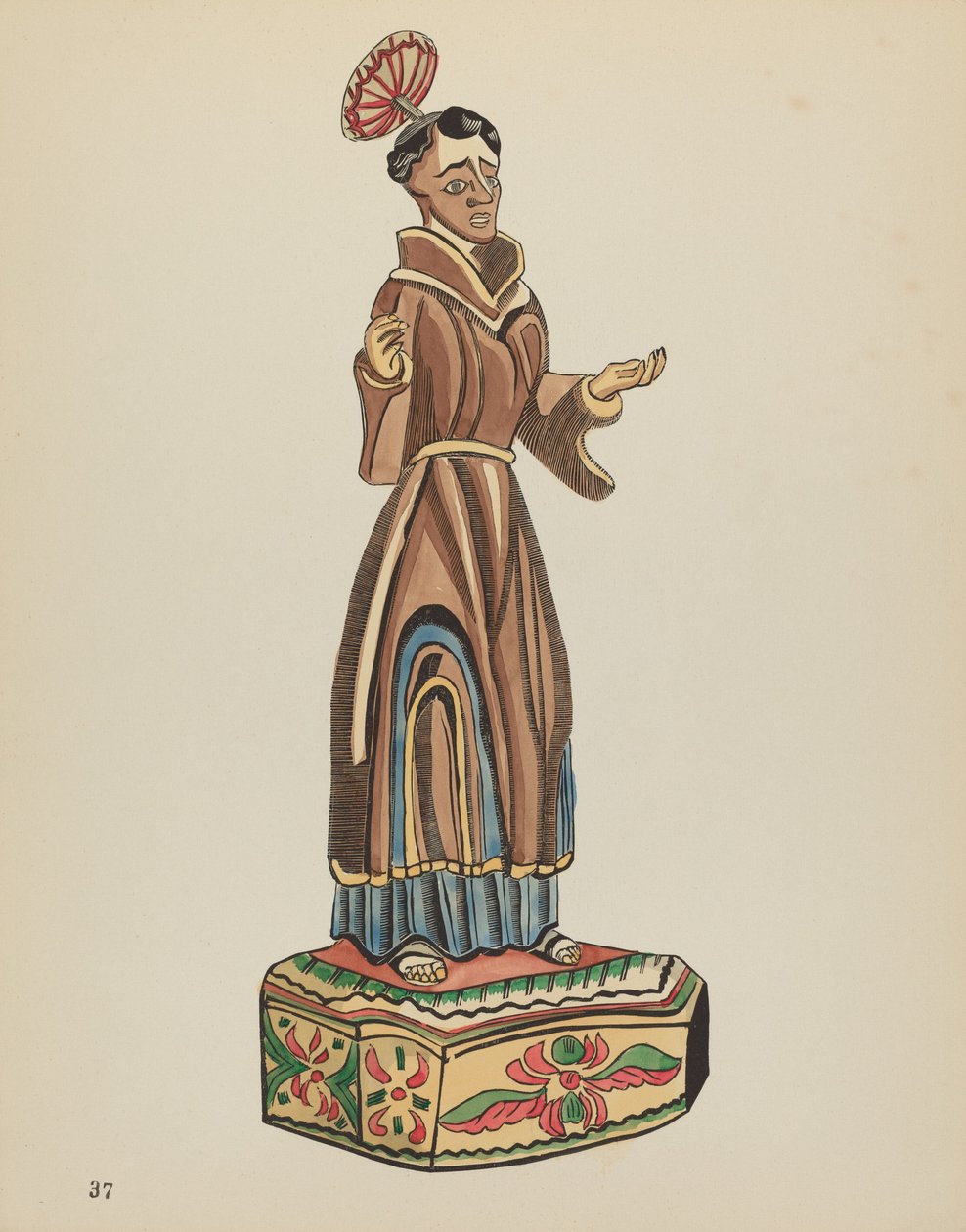 Plate 37: St. Anthony Bulto: From Portfolio "Spanish Colonial Designs of New Mexico" by American 20th Century