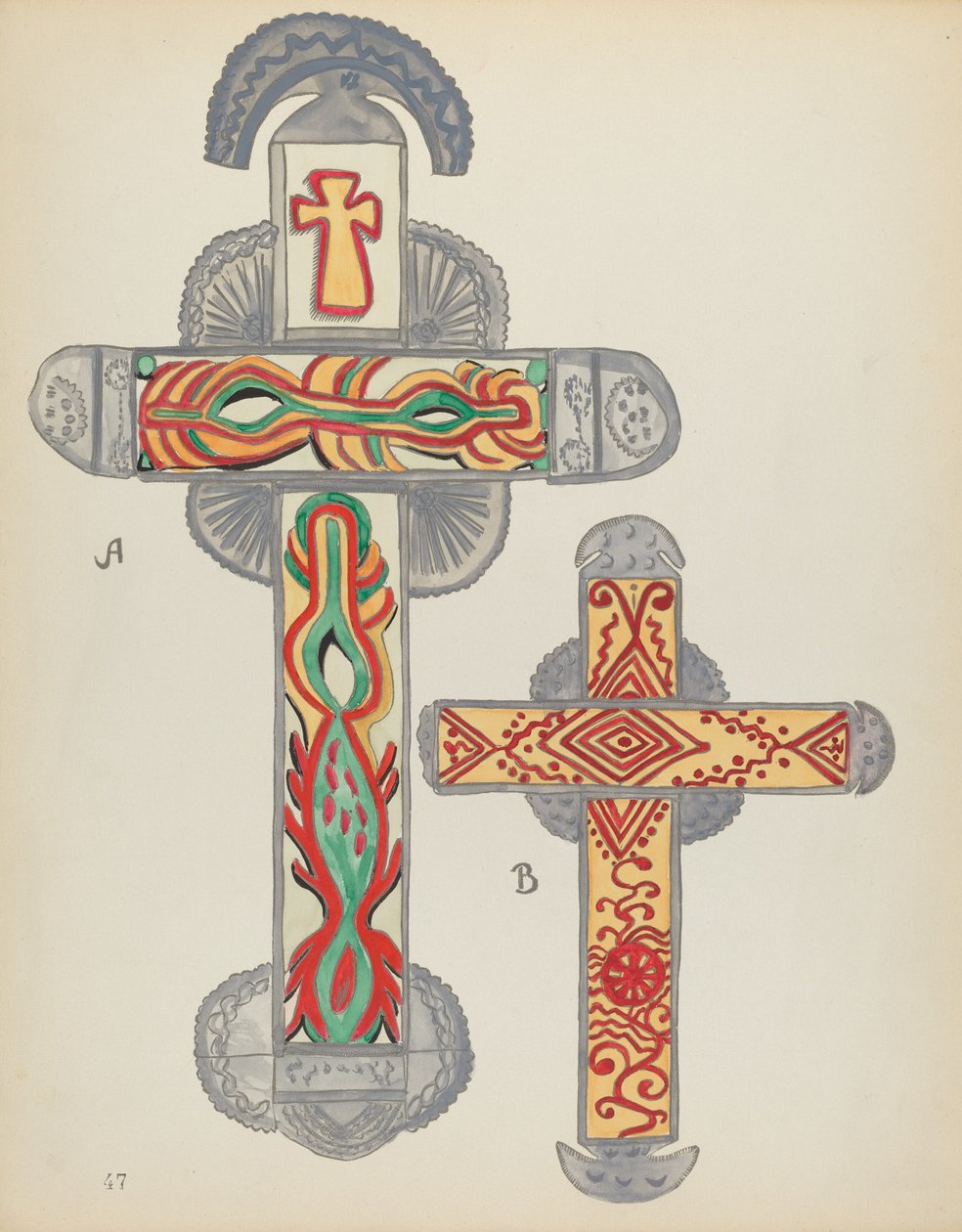 Plate 47: Crosses of Tin: From Portfolio "Spanish Colonial Designs of New Mexico" by American 20th Century