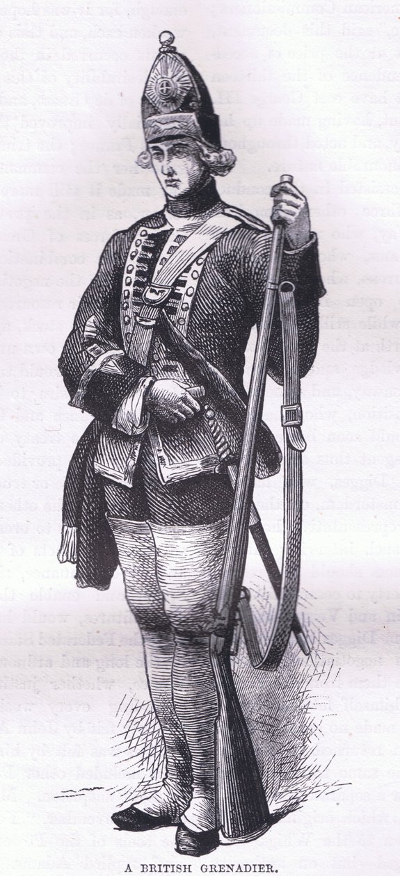 A British Grenadier, illustration from Cassells History of the United States published by Cassell, Petter & Galpin, c.1900 by American English school