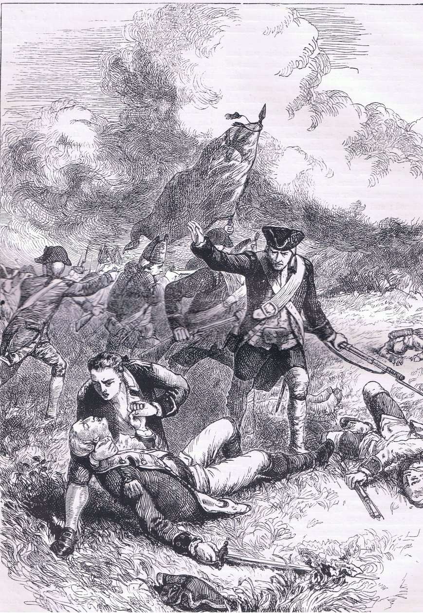 Death of Major Pitcairn, illustration from Cassells History of the United States published by Cassell, Petter & Galpin, c.1900 by American English school