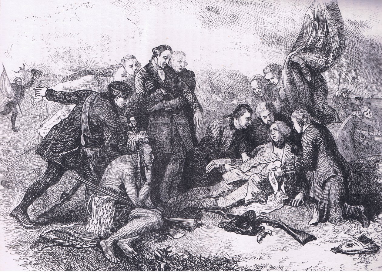 Death of Wolfe, illustration from Cassells History of the United States published by Cassell, Petter & Galpin, c.1900 by American English school