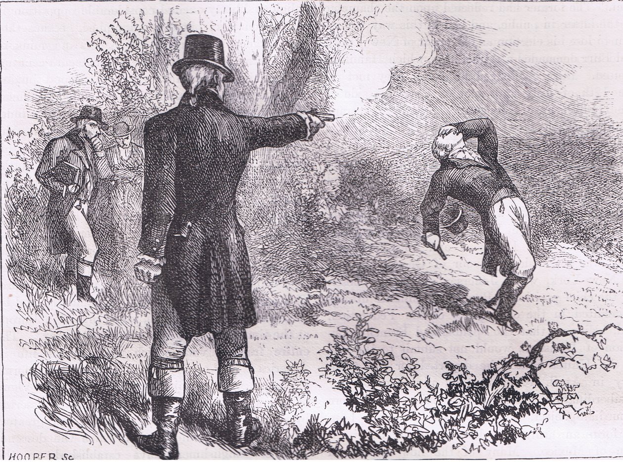 Duel between Burr and Hamilton, illustration from Cassells History of the United States by American English school