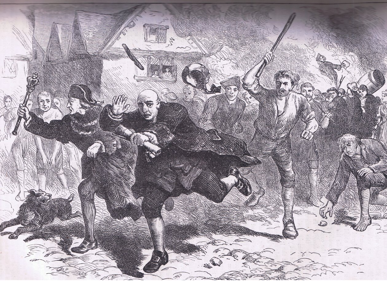 Flight of Hutchinson Before the Rioters, Illustration from Cassell