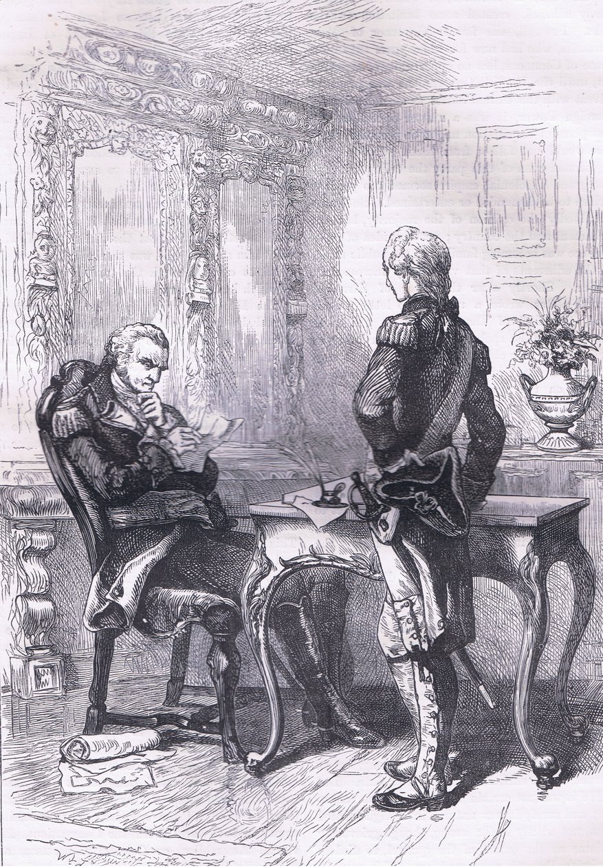 Lafayette and Washington, illustration from Cassells History of the United States published by Cassell, Petter & Galpin, c.1900 by American English school