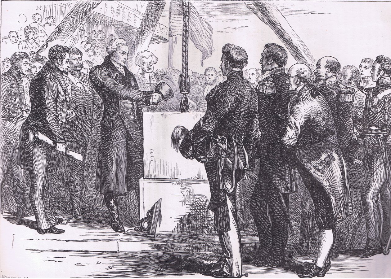 Lafayette laying the cornerstone of the Bunker