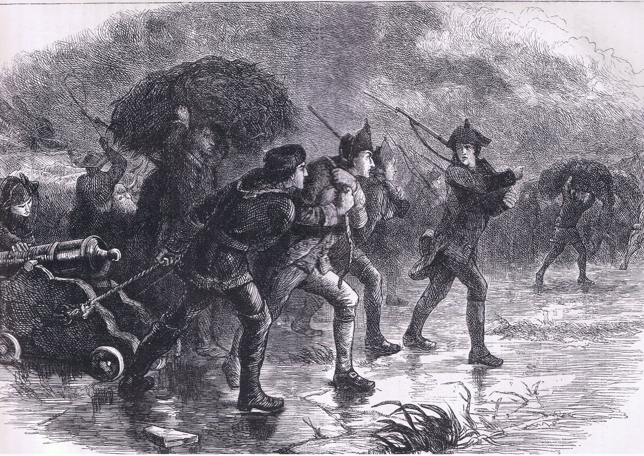 Night Maneuvers of the Americans at Boston, illustration from Cassells History of the United States published by Cassell, Petter & Galpin, c.1900 by American English school