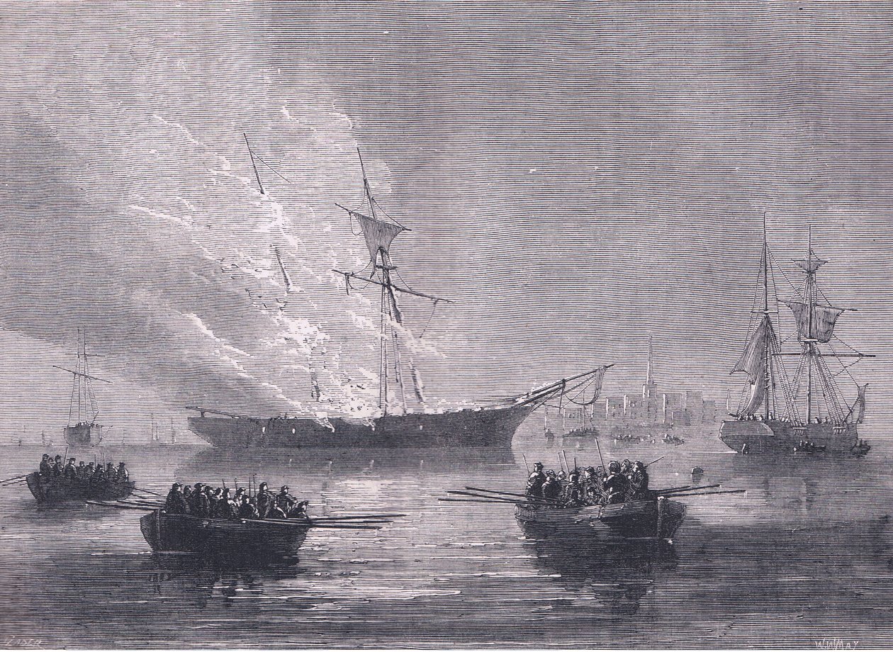 The burning of Gaspe by American English school