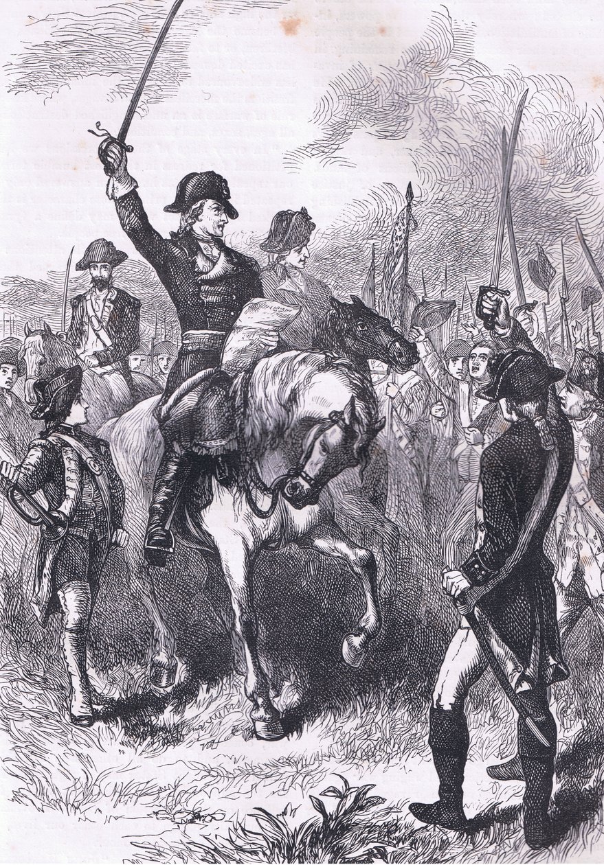 The declaration of Independence read to the army, illustration from Cassells History of the United States by American English school