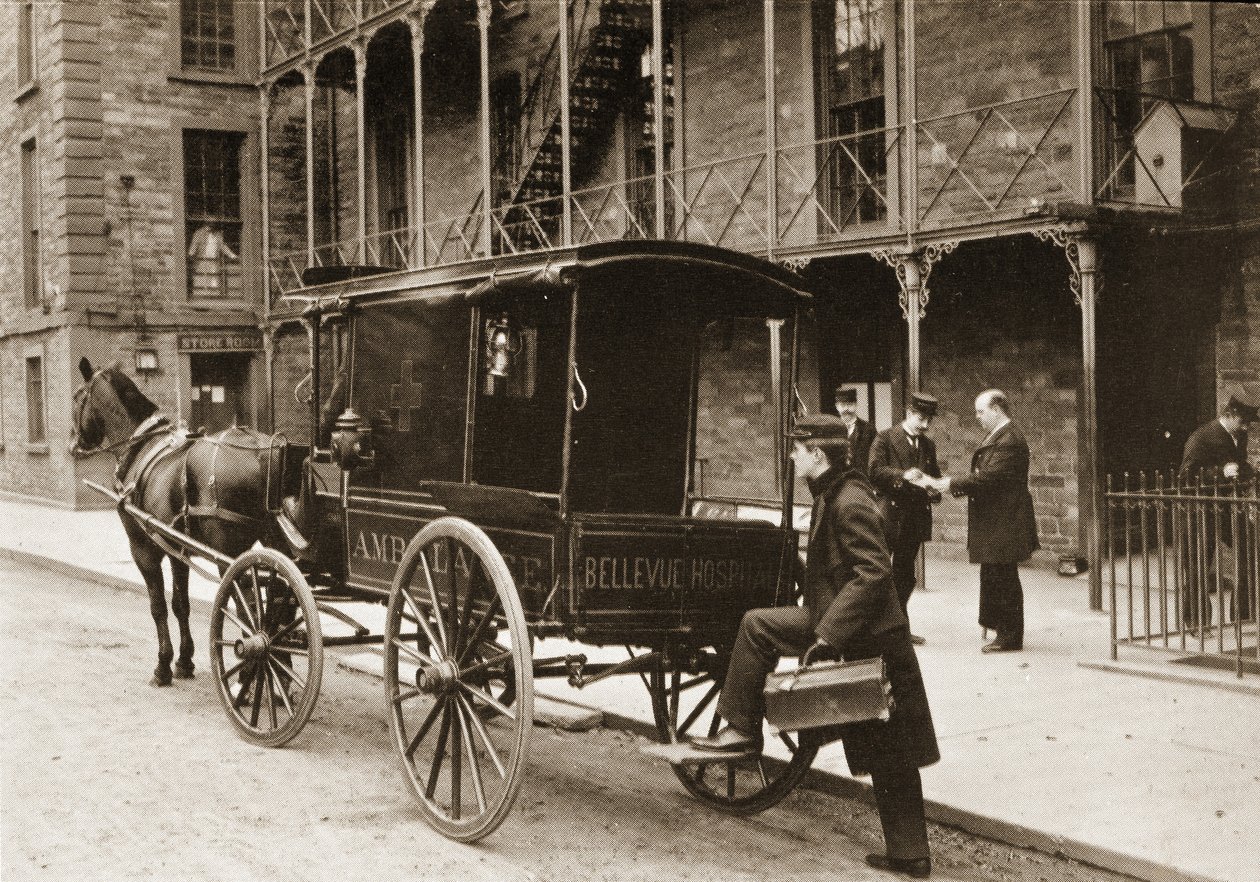 An ambulance at Bellevue Hospital, New York City, 1896 by American Photographer