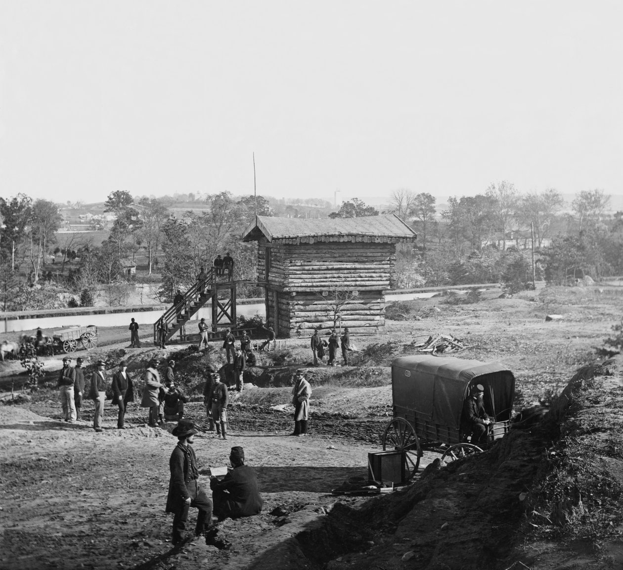 Blockhouse Near Fort Haggerty on the Arlington Ridge Road, Virginia, Helping Guard the Aqueduct Bridge, c.1862 by American Photographer