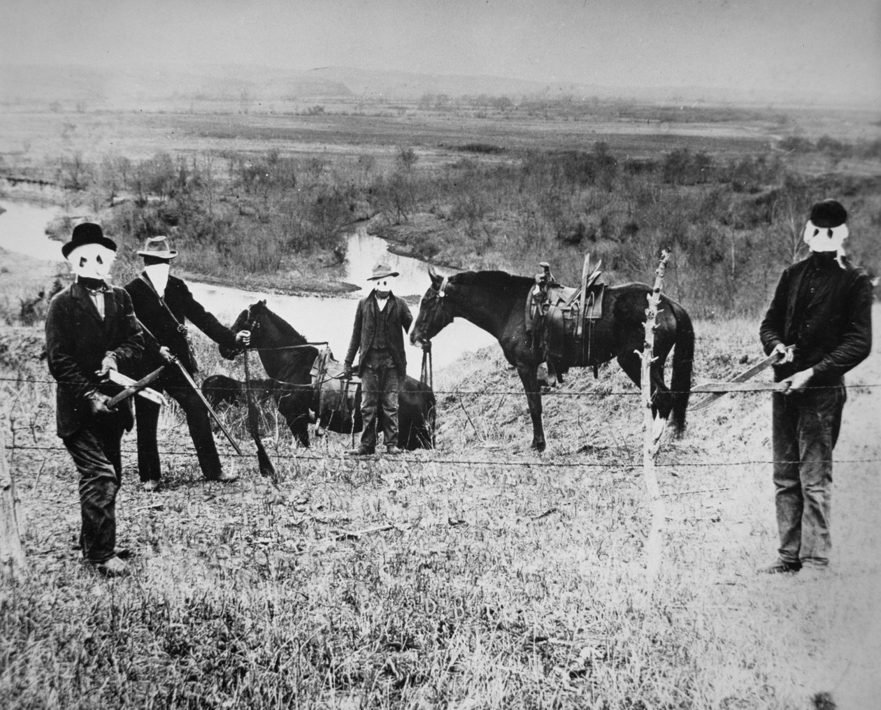 Farmer-homesteaders of Nebraska cutting fences of cattlemen in Custer County by American Photographer