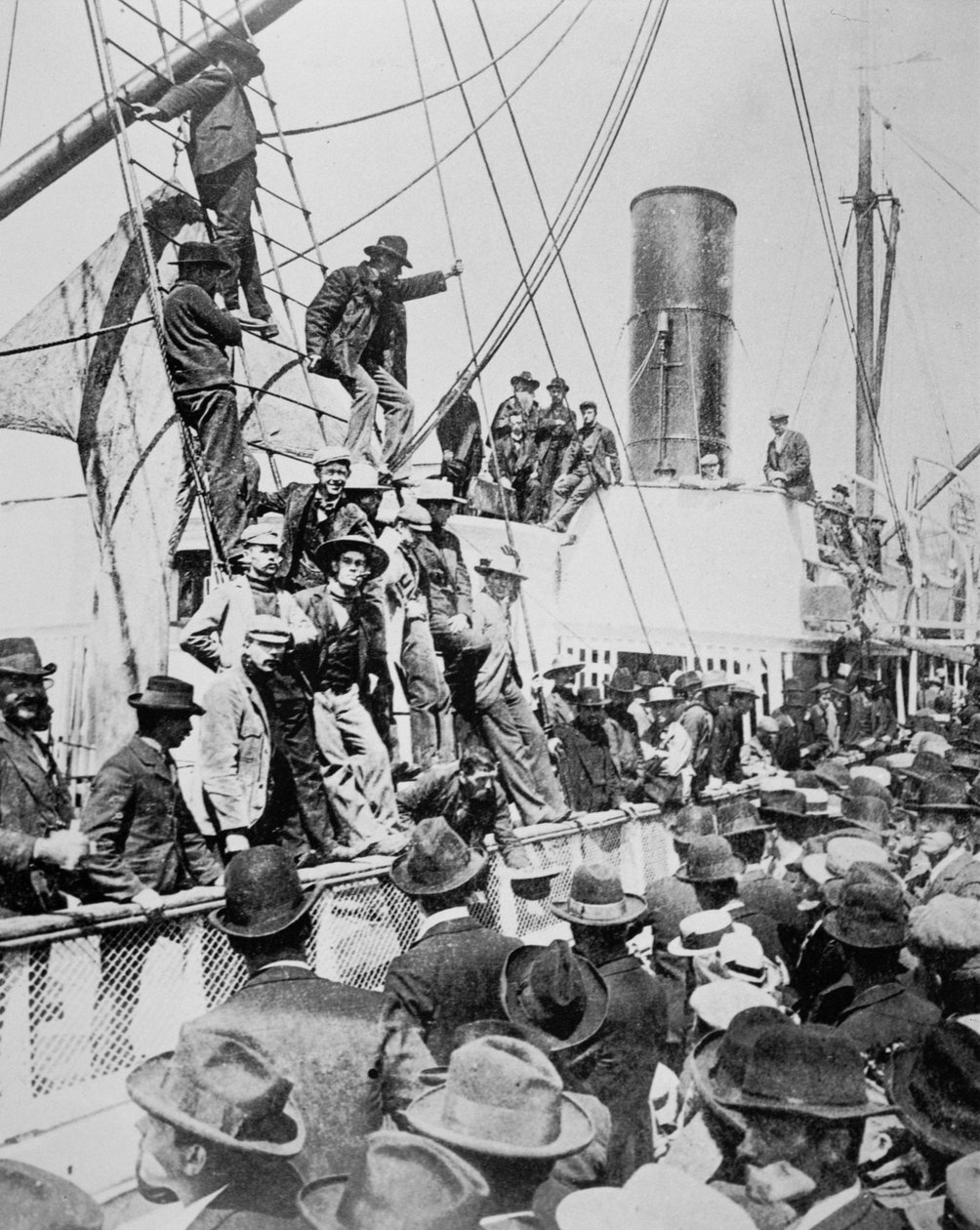 Hopeful prospectors leave Vancouver during the Klondike Gold Rush by American Photographer