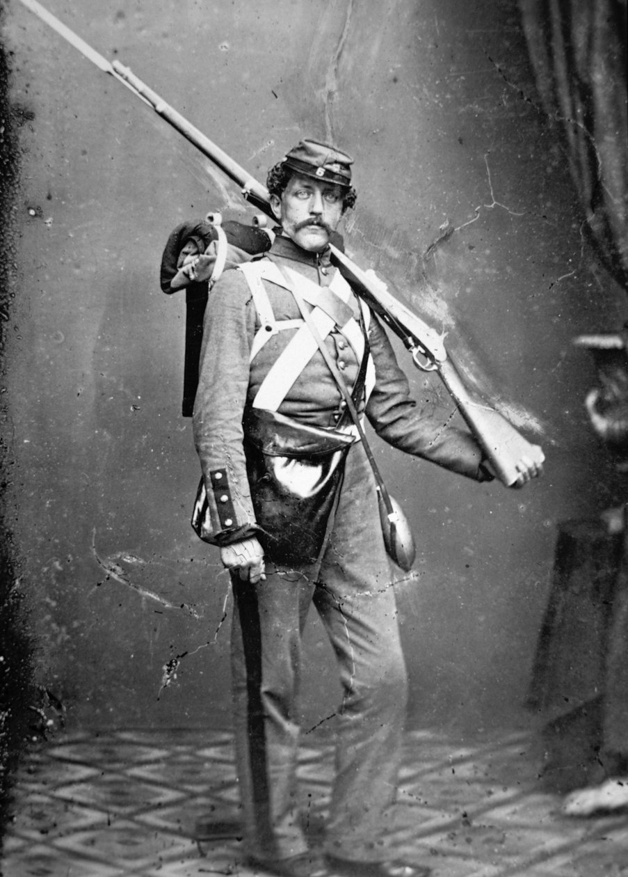 New York State Militiaman with percussion rifle-musket by American Photographer
