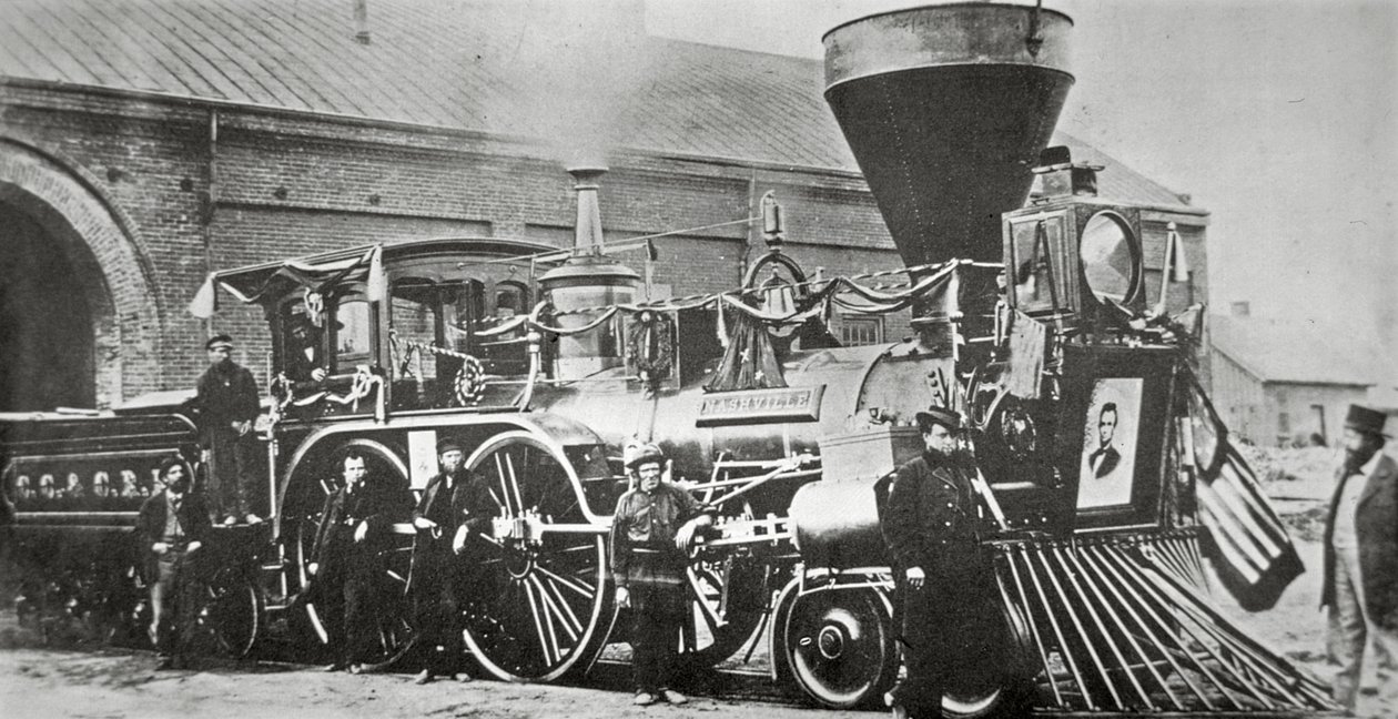 The Locomotive that pulled the funeral train of Abraham Lincoln in 1865 by American Photographer