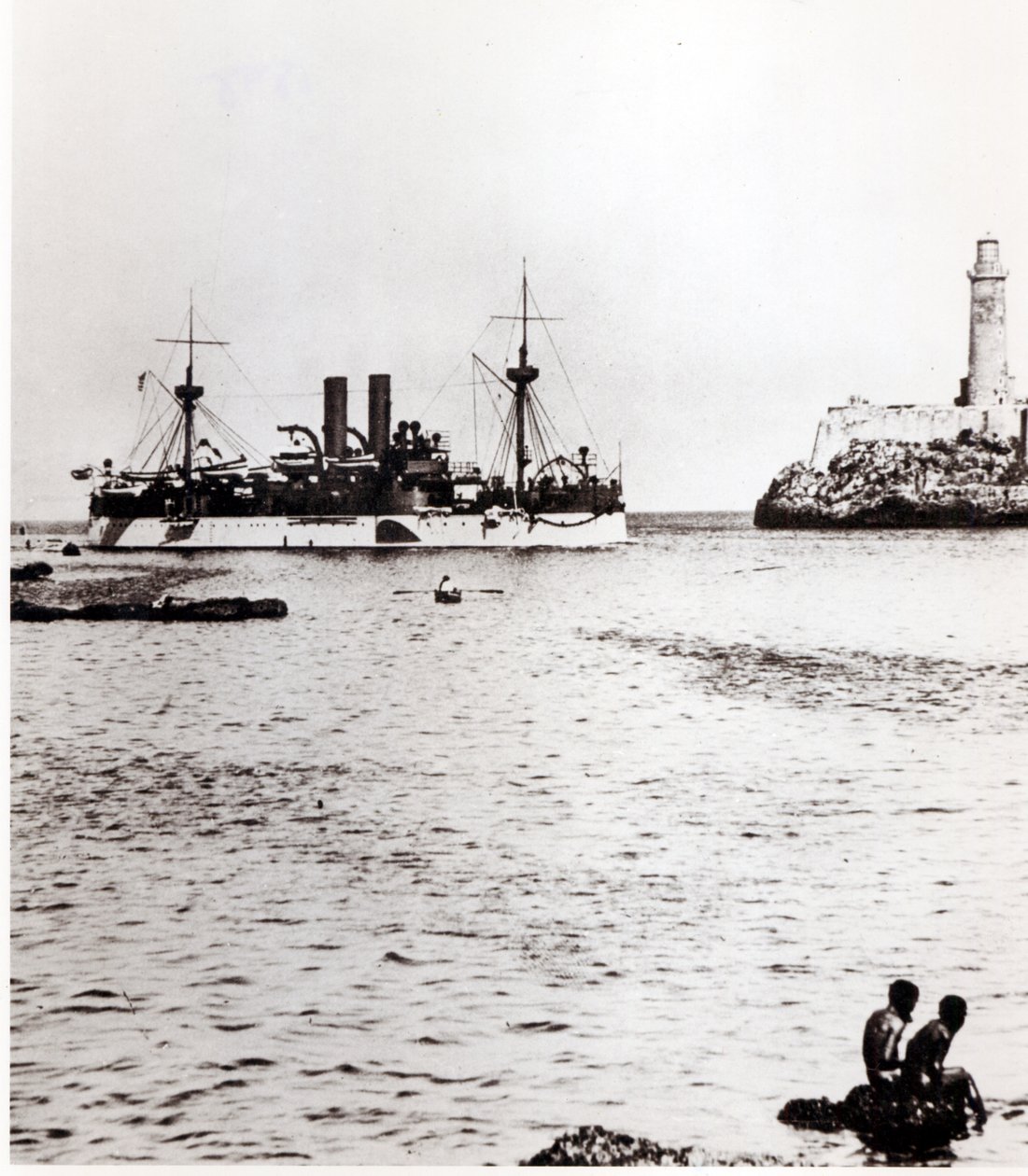 The USS Maine Entering the Port of Havana, Cuba, 1898 by American Photographer