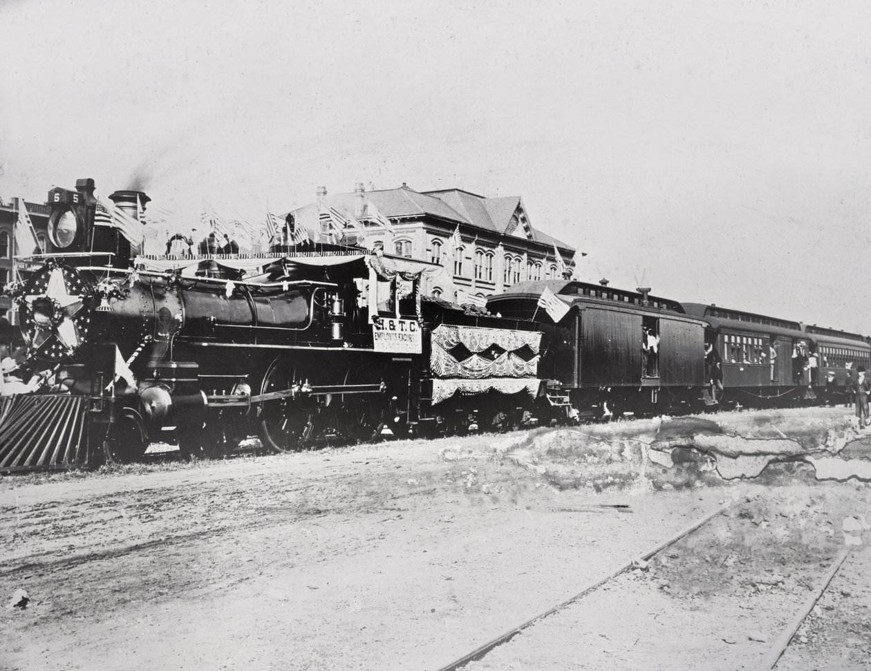 Train with flags by American Photographer