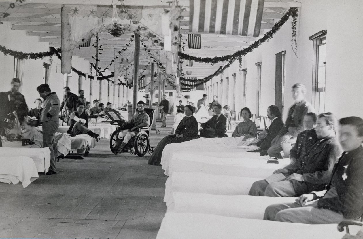 Ward in Armory Square Hospital, Washington DC, c.1865 by American Photographer