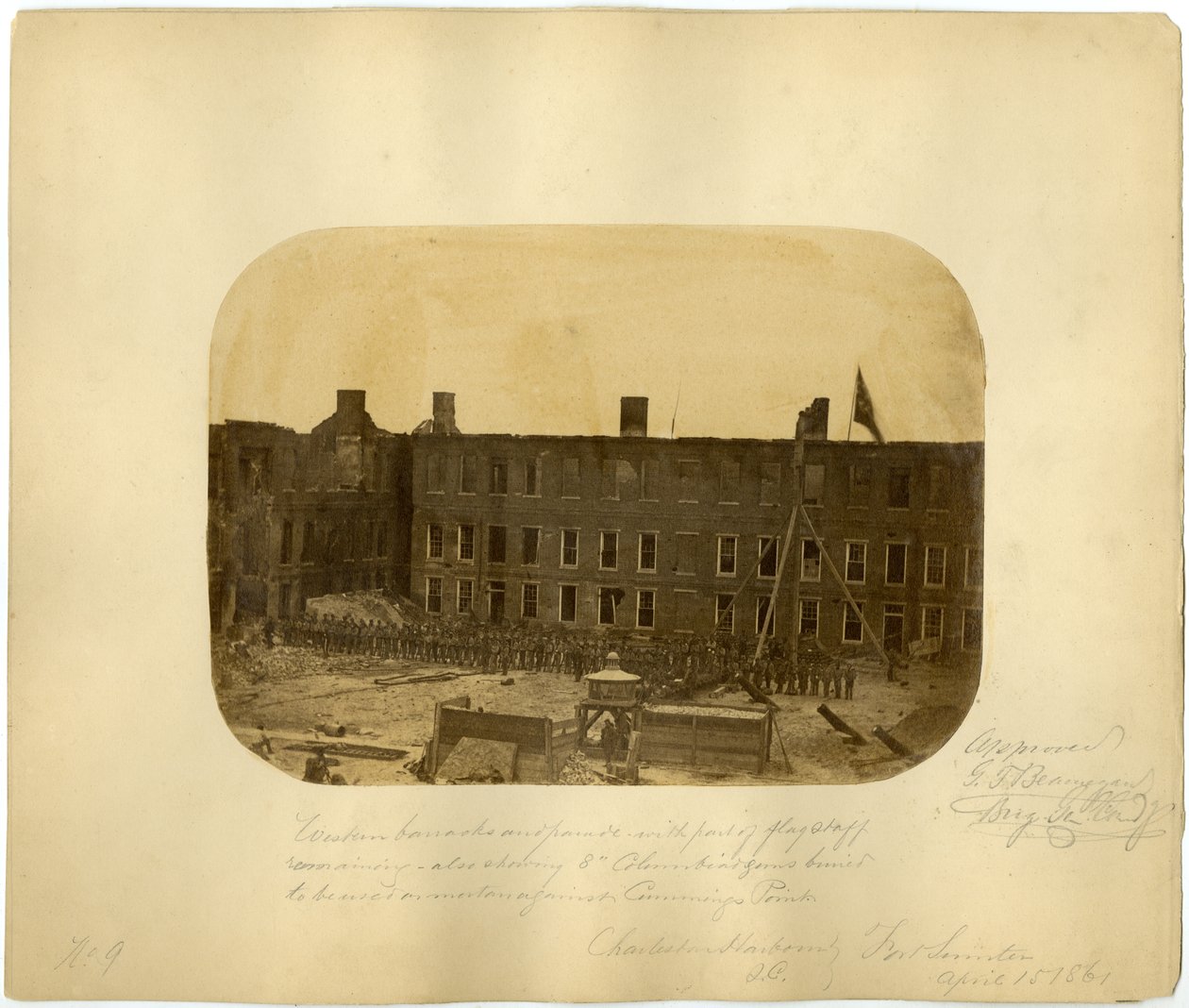 Western Barracks and Parade, Battle of Fort Sumter, 15th April 1861 by American Photographer