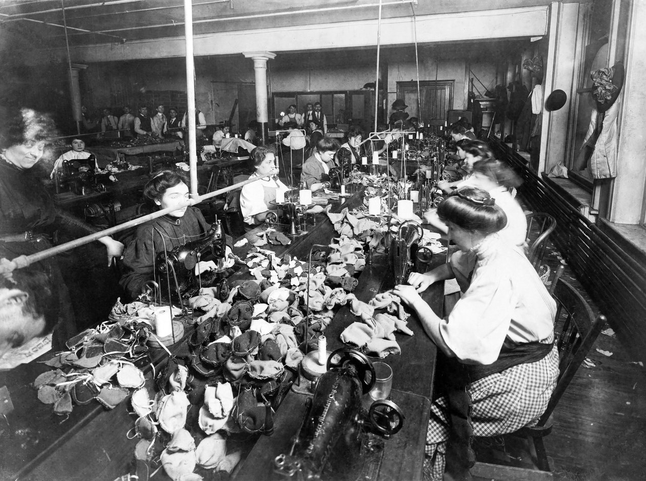 Women Sewing Teddy Bears in a Factory, c.1915 by American Photographer