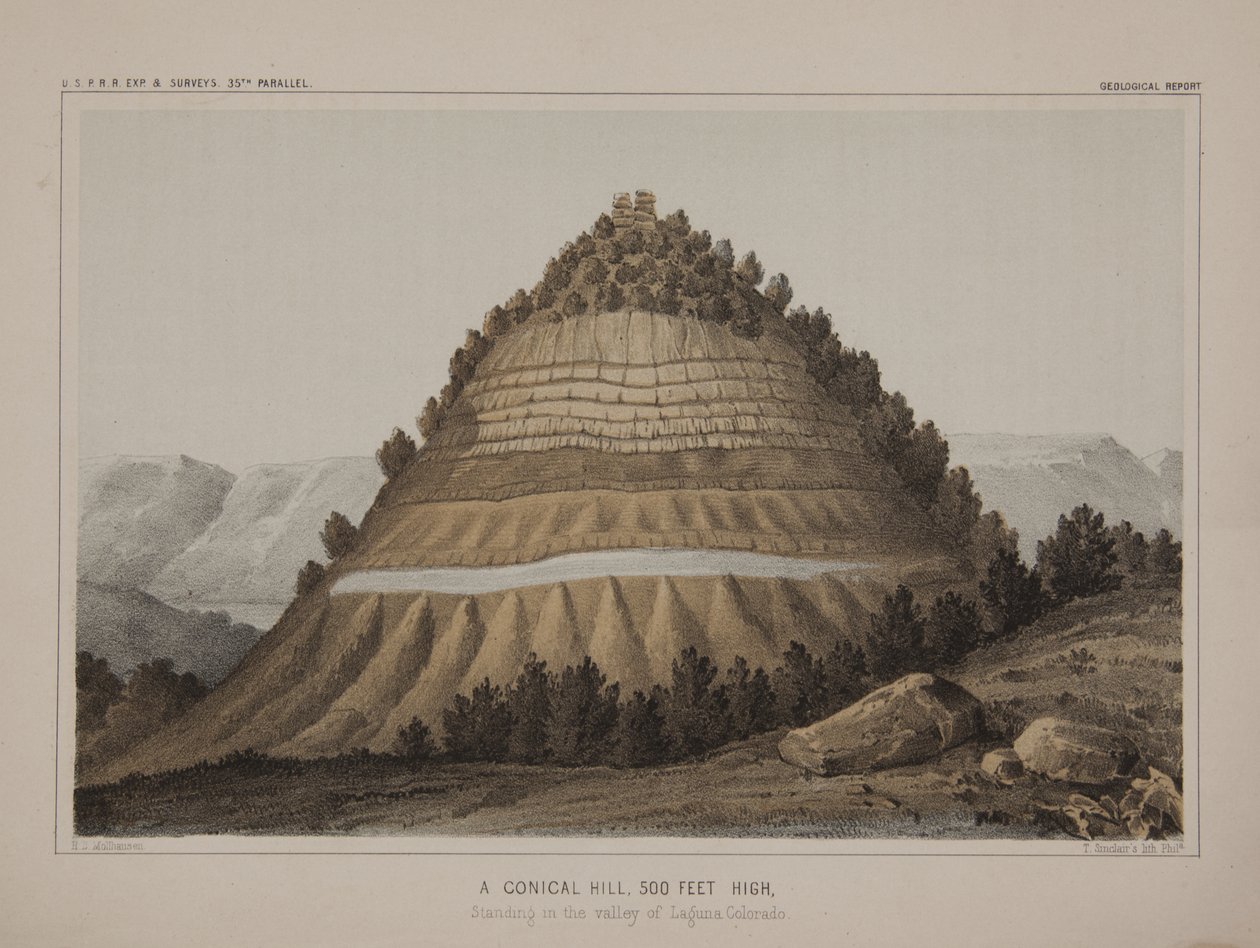 A Conical Hill, 500 Feet High Standing in the Valley of Laguna Colorado by American School