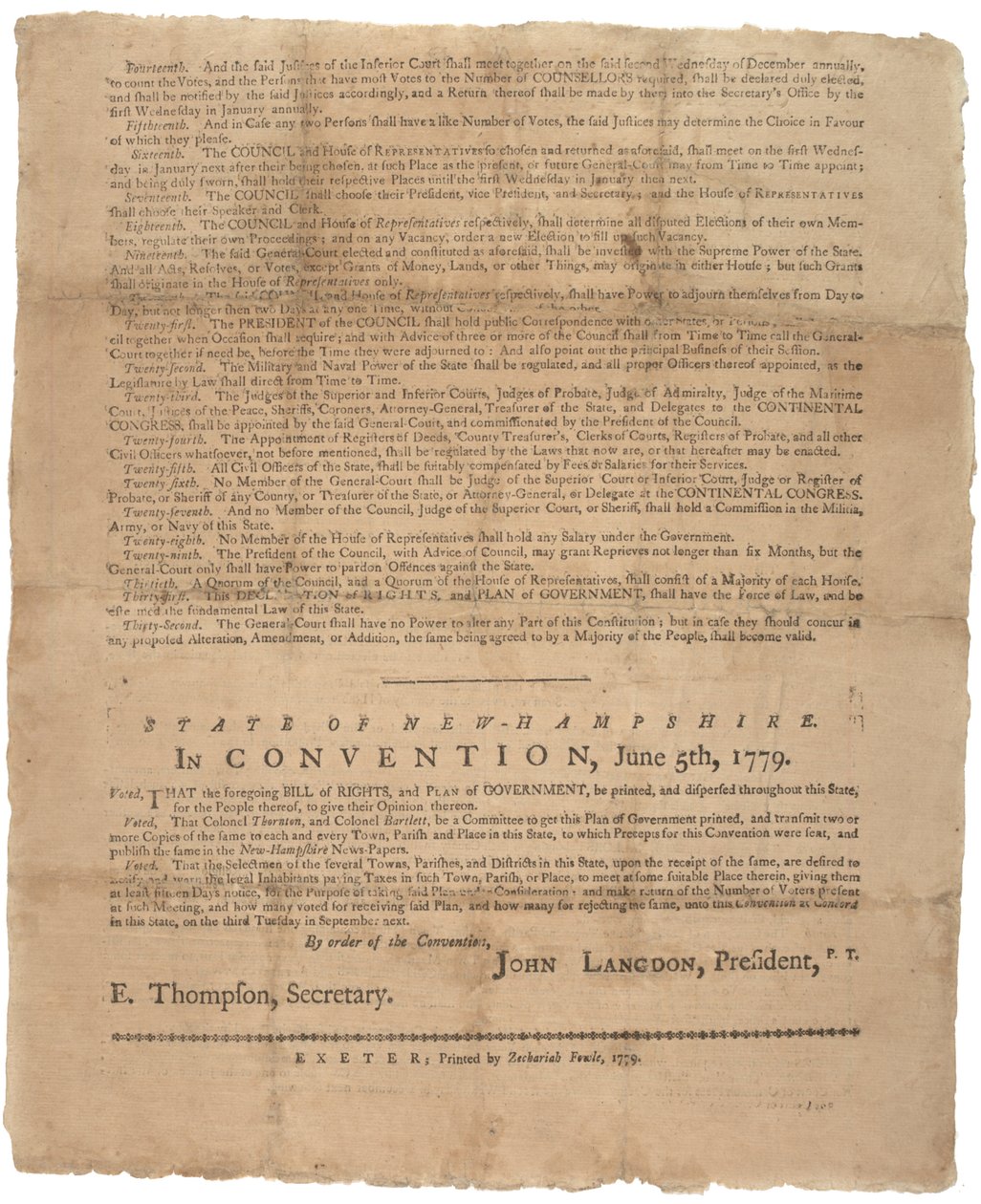 A Declaration of Rights, and a plea of government for the State of New Hampshire, 1779 by American School