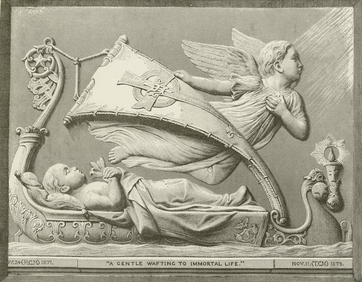 A Gentle Wafting to Immortal Life (engraving) by American School