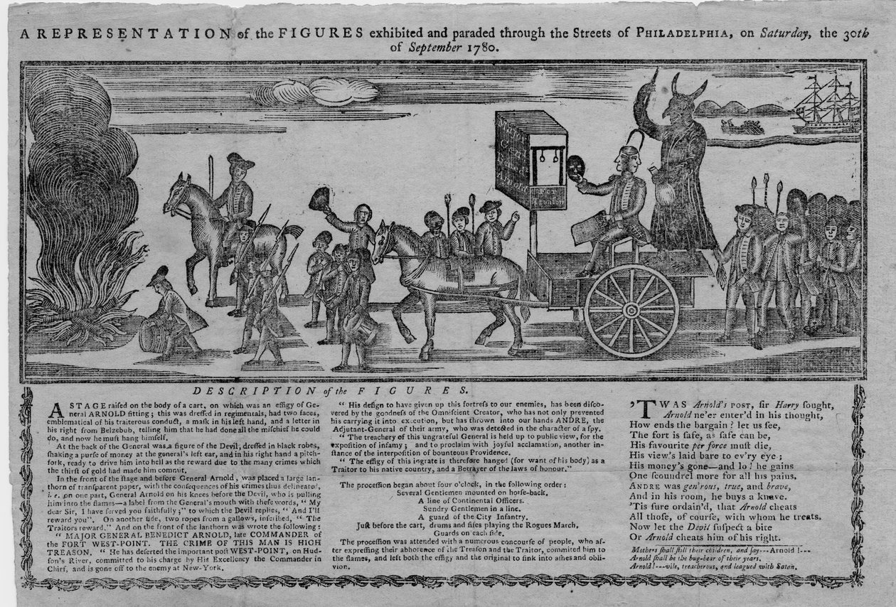 A representation of the figures exhibited and paraded through the streets of Philadelphia on Saturday, the 30th of September 1780 by American School
