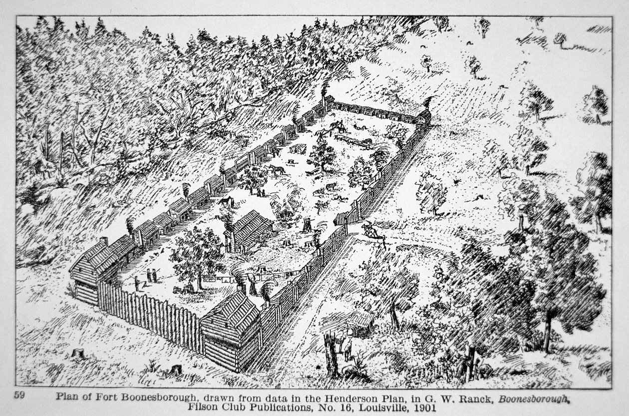 A view of Fort Boonesborough in Kentucky by American School
