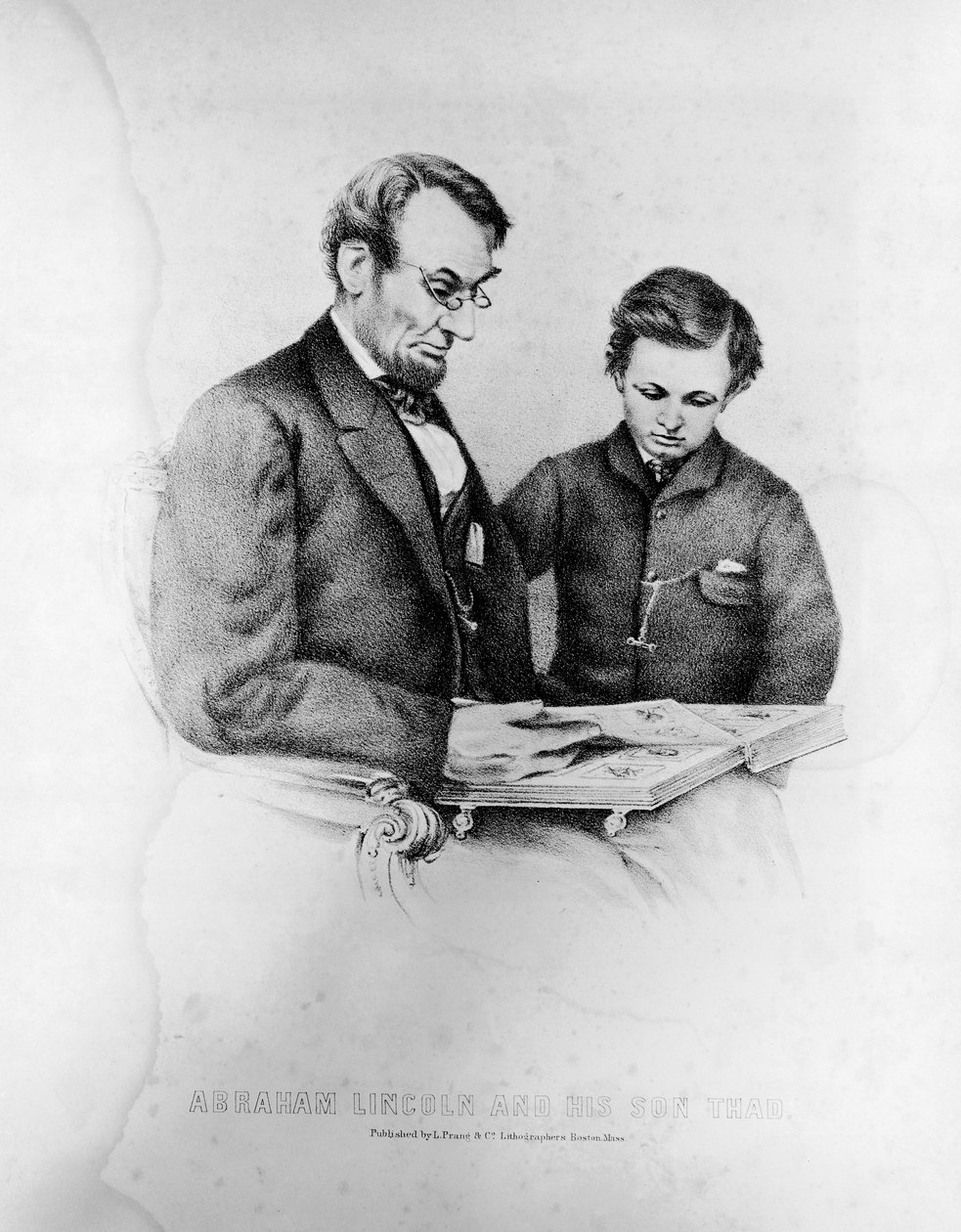 Abraham Lincoln and his son Thad by American School