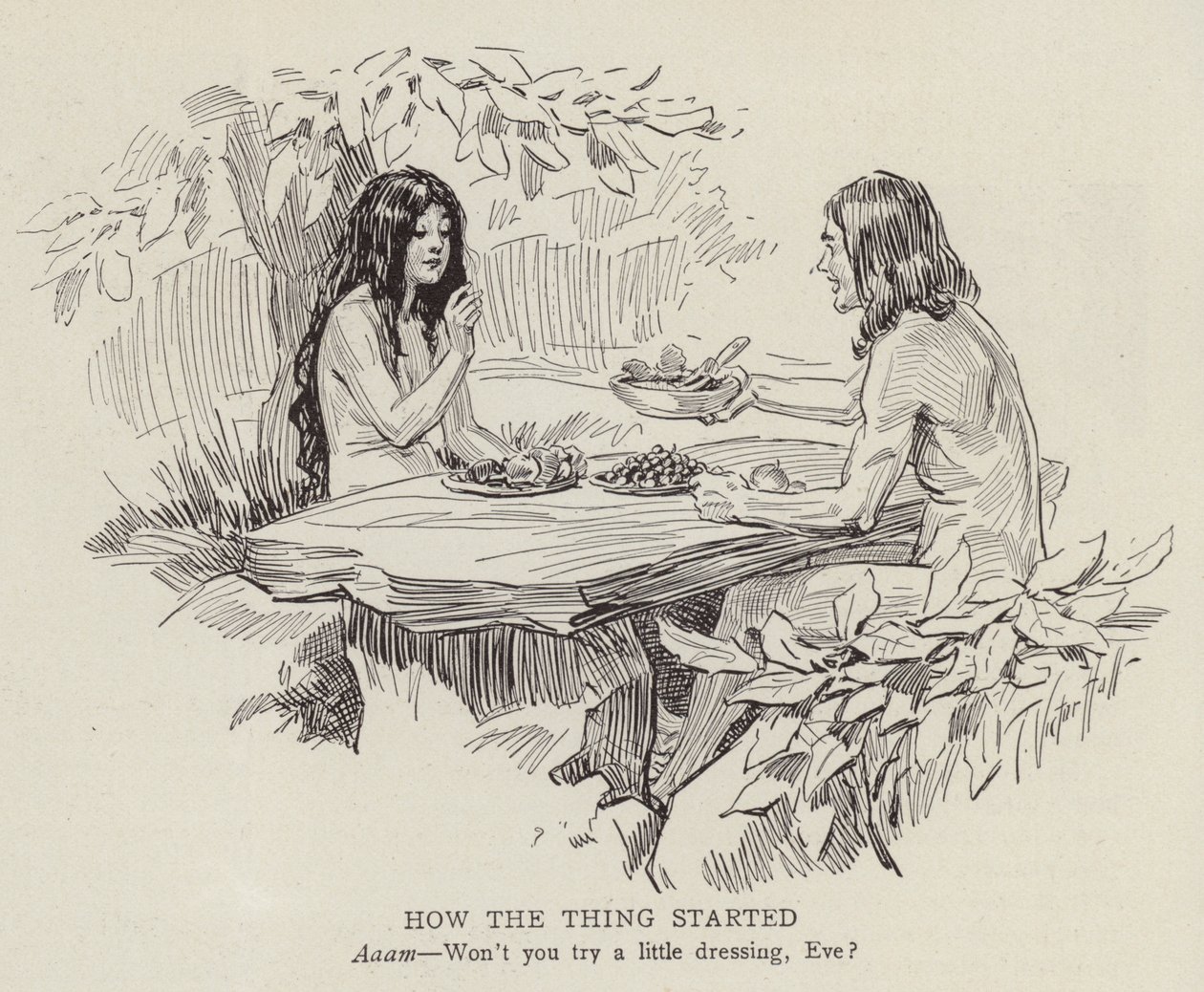 Adam and Eve in the Garden of Eden by American School