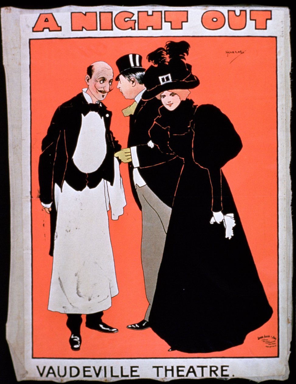 Advertisement for A Night Out, at the Vaudeville Theatre by American School