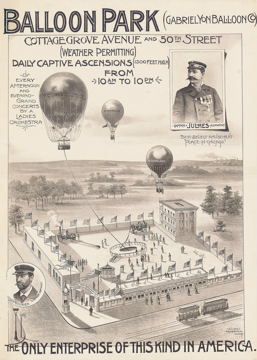 Advertising Poster for a Balloon Park in Chicago, USA, c.1888 by American School