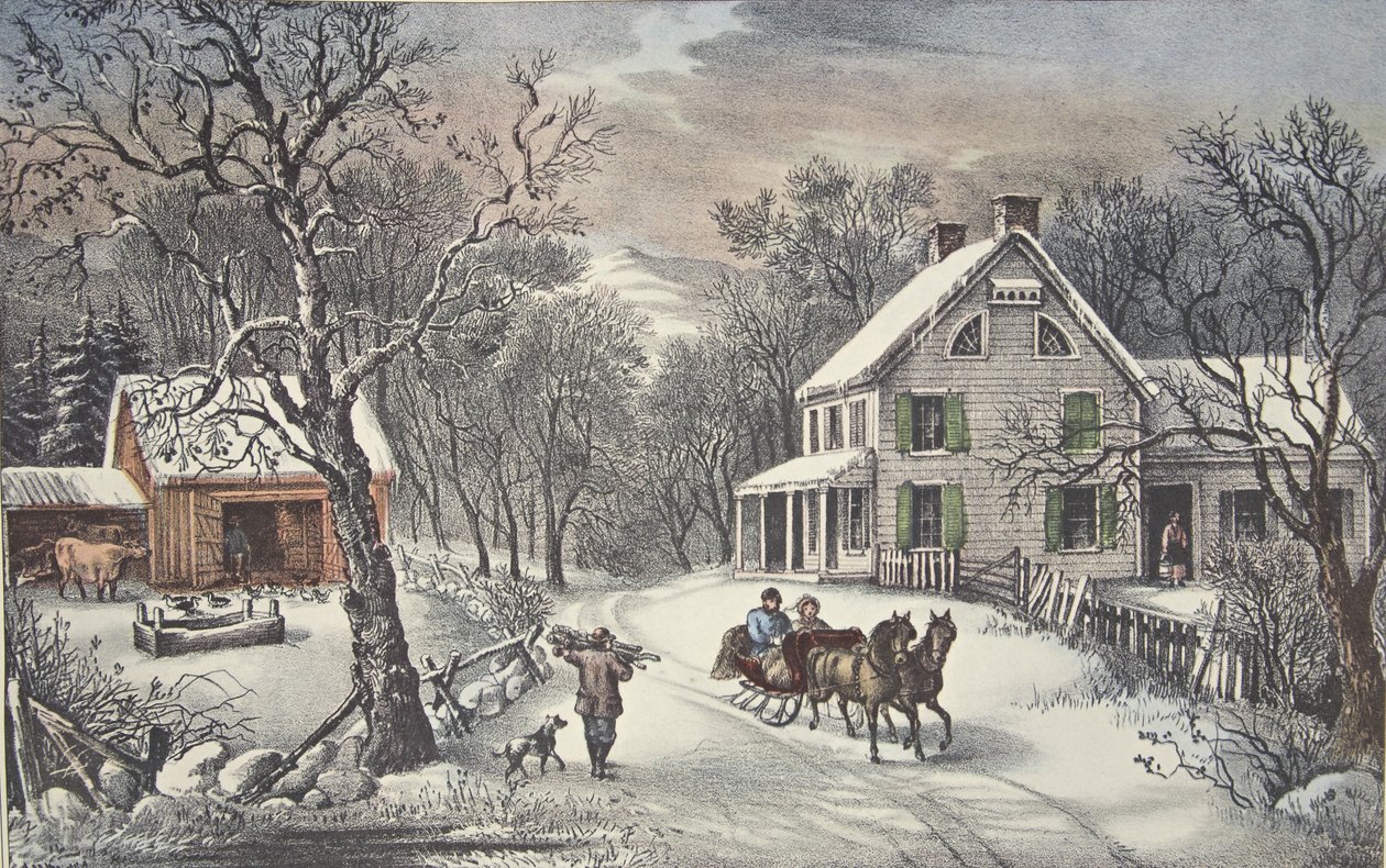 American Homestead - Winter, Pub. 1868, Currier & Ives by American School