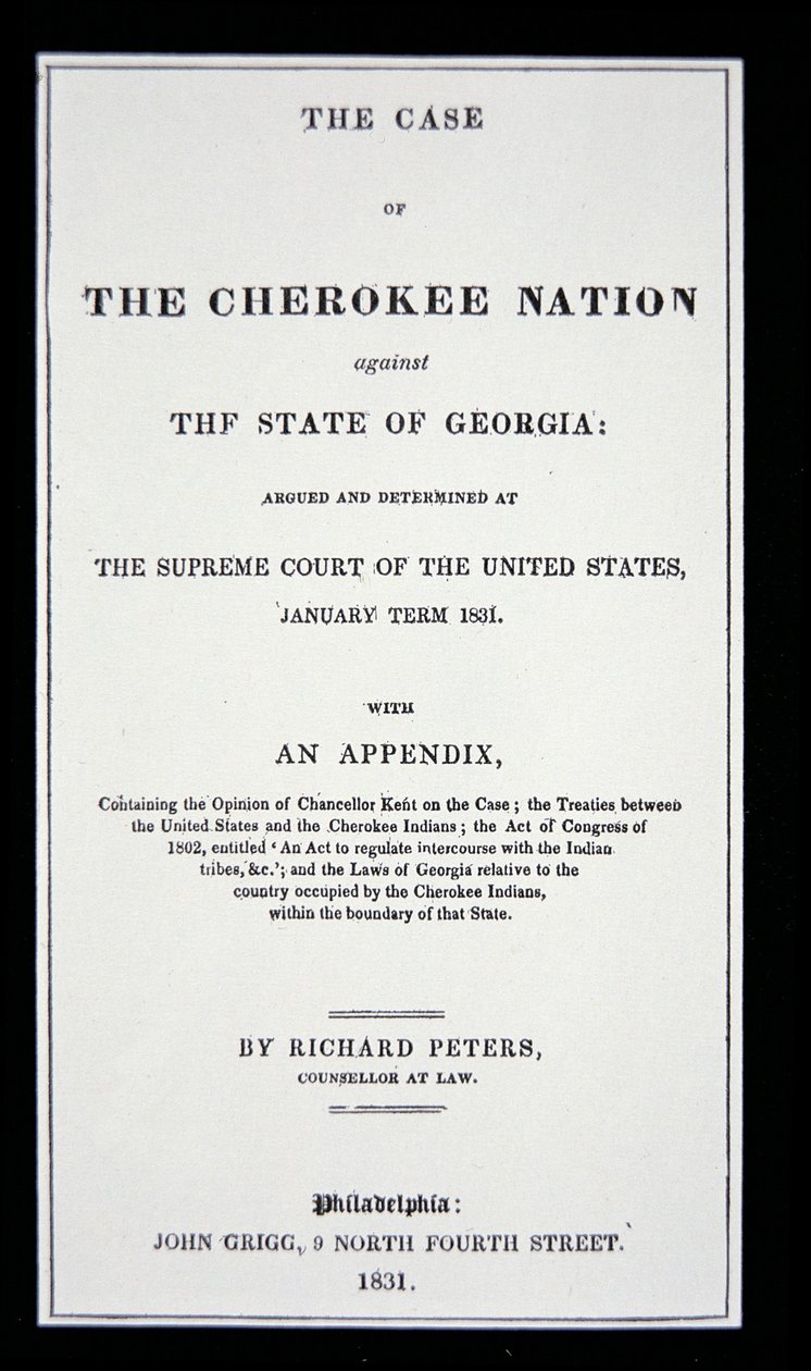 Anti-removal tract, by Cherokee Nation, in response to the forced removal of Indians from their homeland by American School
