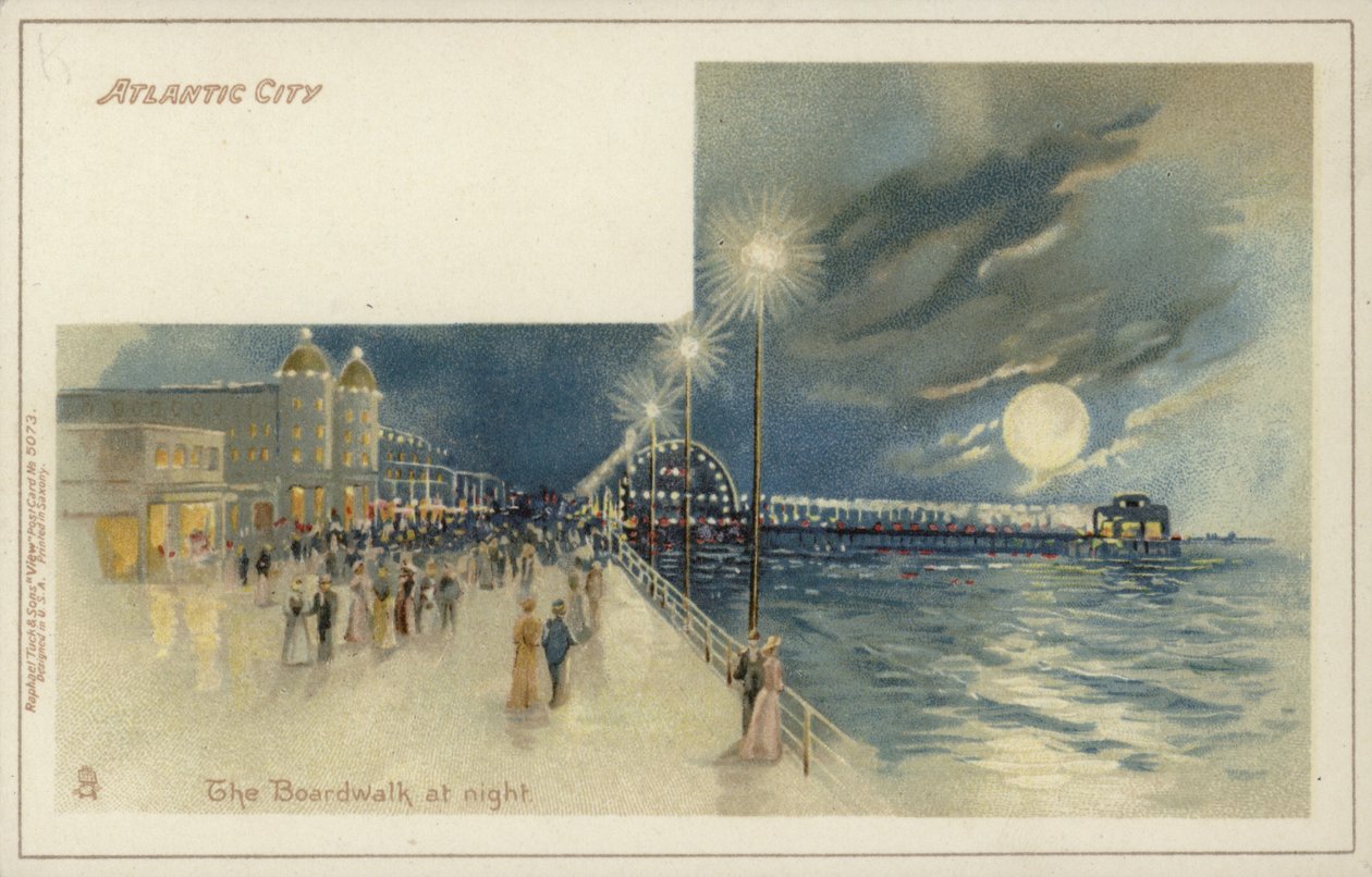 Atlantic City, The Boardwalk at Night by American School