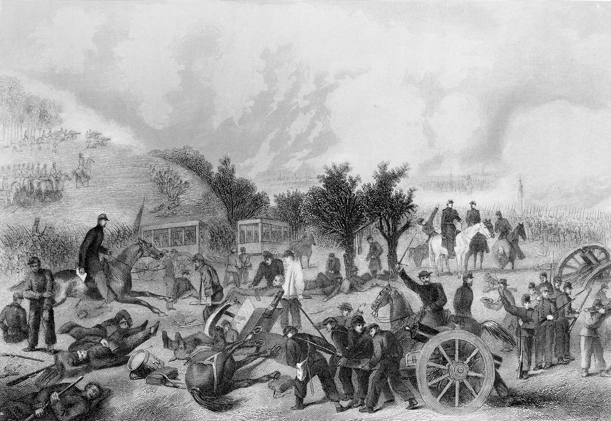 Battle of Gettysburg, Pennsylvania 1863, printed in The History of the United States, 1866 by American School