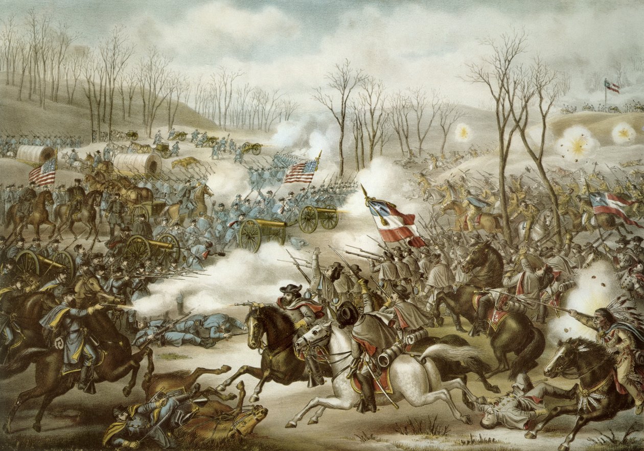 Battle of Pea Ridge, Arkansas, 6th-8th March, engraved by Kurz & Allison by American School