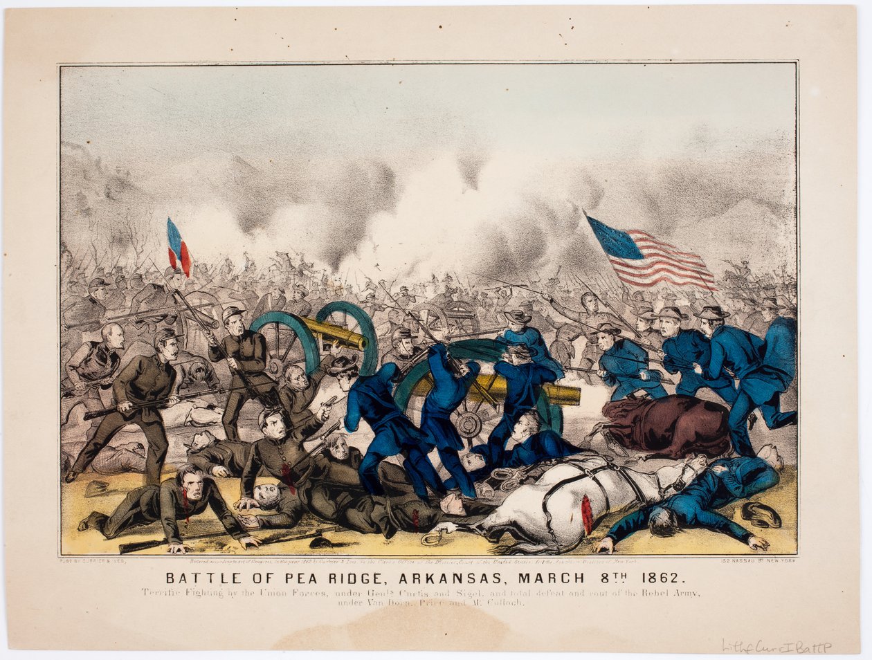 Battle of Pea Ridge, Arkansas, March 8th 1862, pub. by Currier & Ives, 1862 by American School