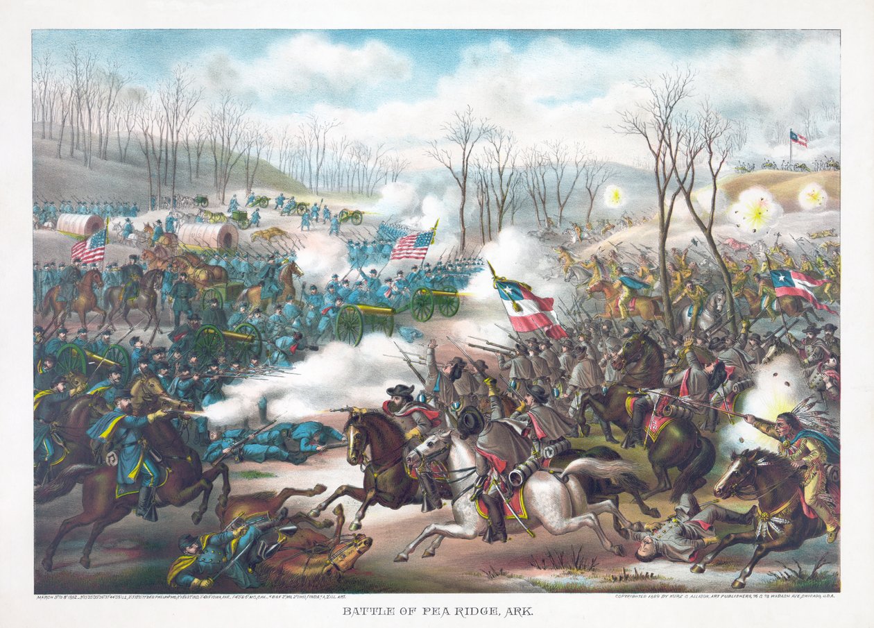 Battle of Pea Ridge, Arkansas, pub. Kurz & Allison, 1889 by American School