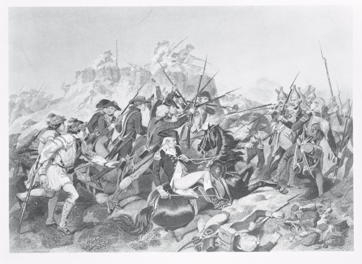 Battle of Saratoga - General Arnold Wounded in the Attack on the Hessian Redoubt, 17th October 1777 by American School
