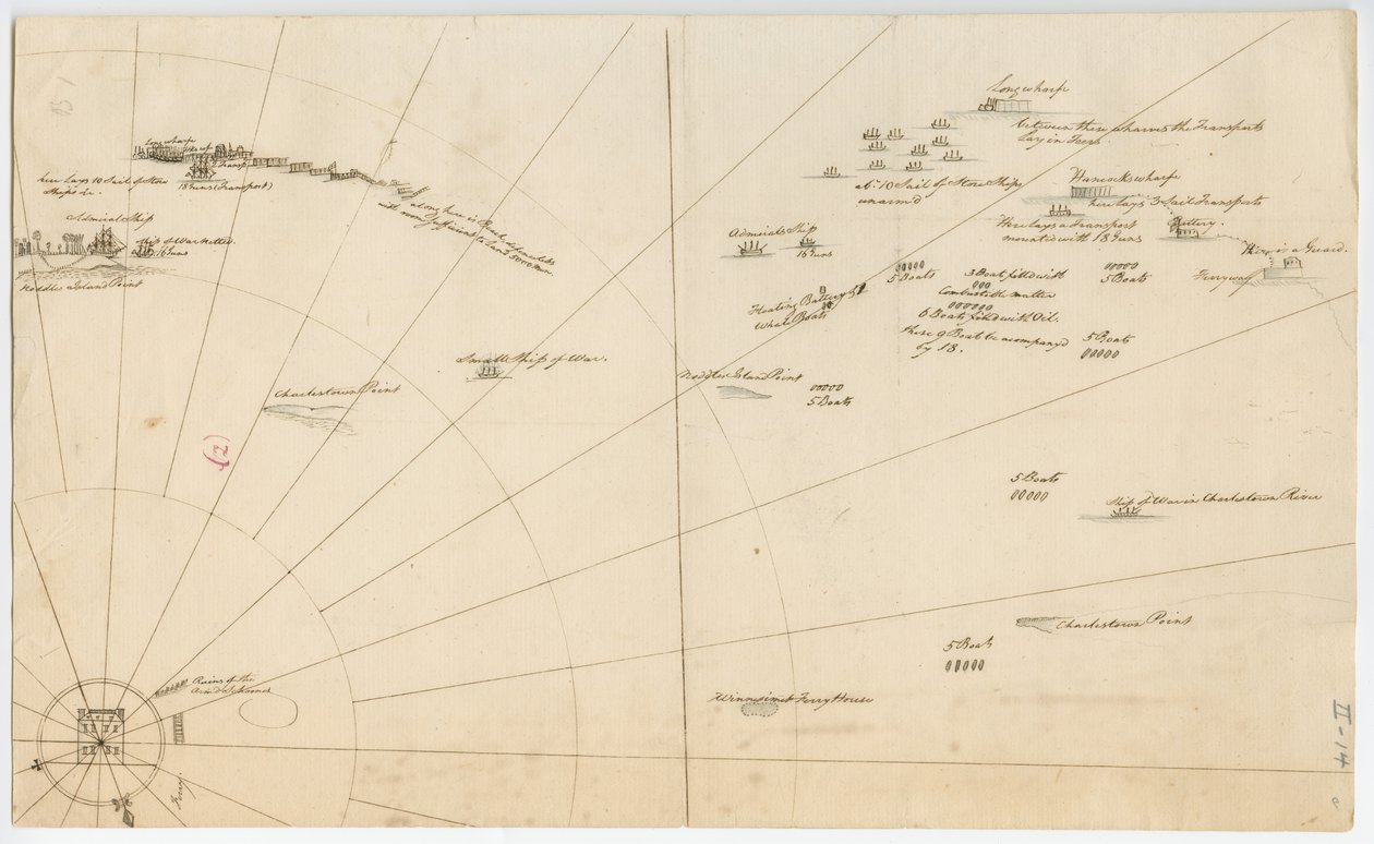 Battle Plan for the Siege of Boston Harbour, c.1775-1776 by American School